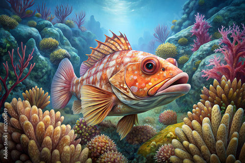rockfish surrounded by beautiful coral