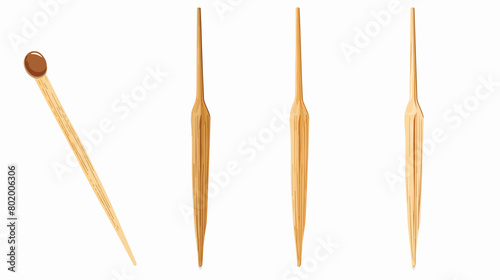 Four of different toothpicks on white background Vector photo