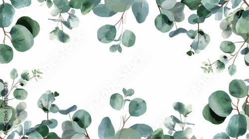 Frame made of with eucalyptus branches on white background