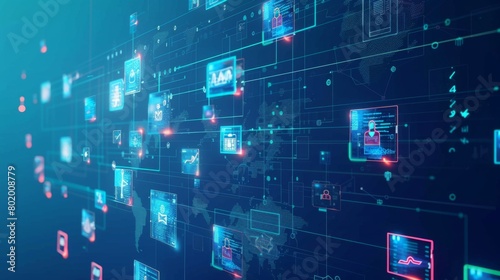 Health Information Exchange( HIE) , the exchange of health information between healthcare providers with an image depicting seamless sharing of patient records across healthcare networks photo