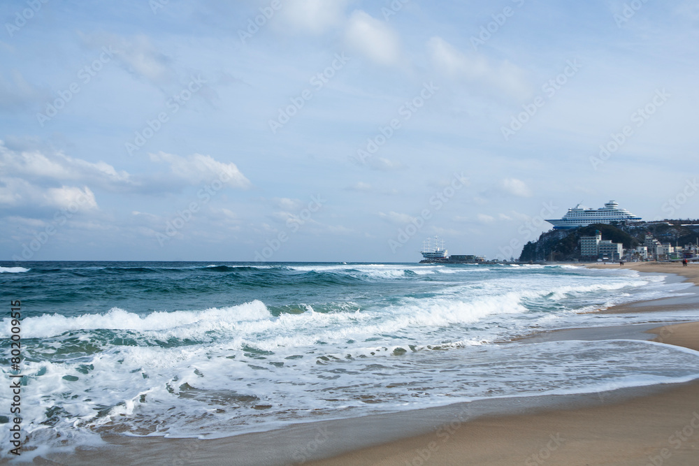 View of the winter sea at the seaside