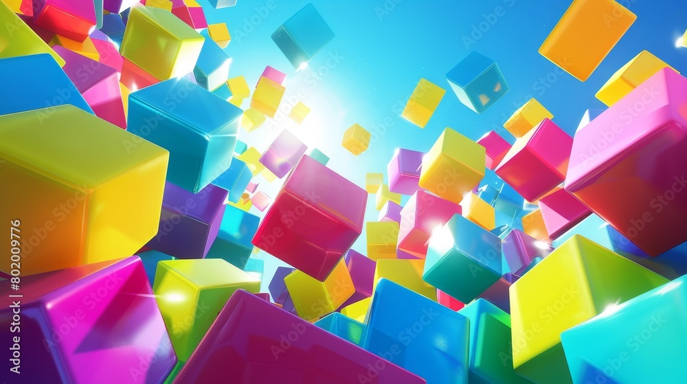 Color cubes in 3D modern illustration with perspective effect Color cubes in 3D modern illustration with perspective effect