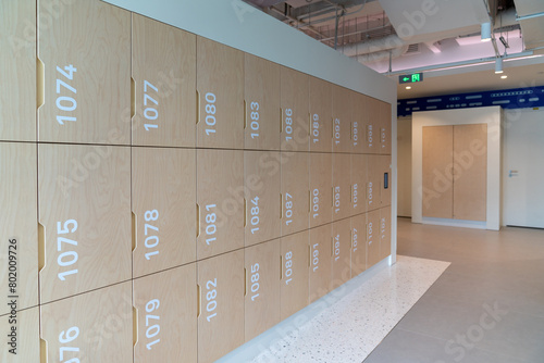Interior of a locker room in office