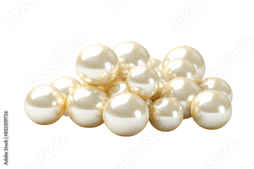 Shimmering Cascade: A Luxurious Pile of White Pearls on a Serene White Background. On a White or Clear Surface PNG Transparent Background.