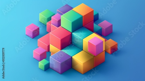 Color cube illustration in 3D, perspective design