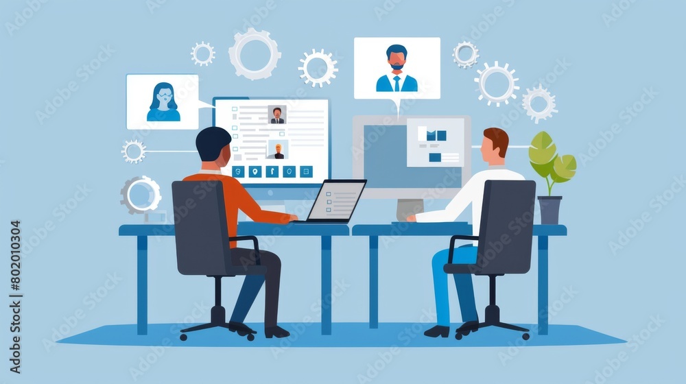 Remote hiring and online job interview concept. HR work with CV and application letter review to find best candidate for job position. Modern, digital approach to recruitment and selection process Remote hiring and online job interview concept. HR work with CV and application letter review to find best candidate for job position. Modern, digital approach to recruitment and selection process