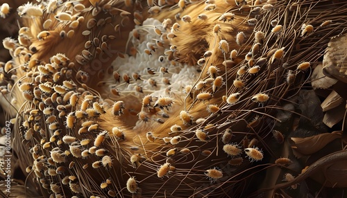 Intricate Infestation:A Detailed Closeup of Bird Mites Infesting a Nest photo