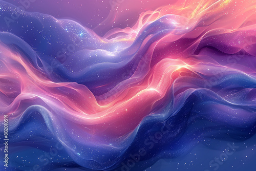  abstract background features a celestial dance of holographic waves, where soothing blues, soft pinks, and lavender hues coalesce with a gentle glow photo