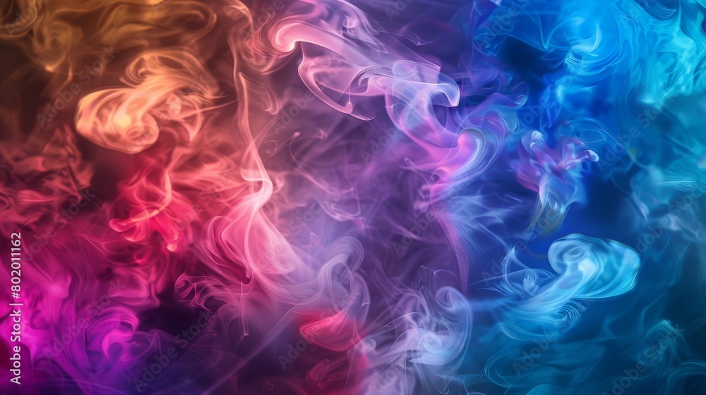 Flyer template with transparent smoke in abstract colors.