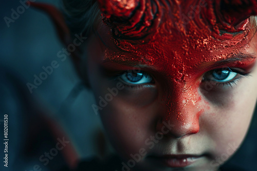 Generated with AI image of small angry demon devil from the hell