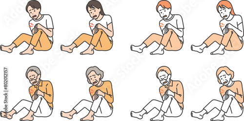 Illustration of people with knee pain © 정의 장