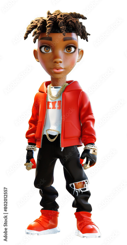 Cute afro girl hip-hop, rapper style character on transparent background. Cute afro girl hip-hop, rapper style character on transparent background.