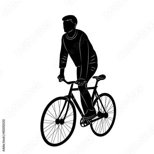 men on bicycle silhouette on white background vector