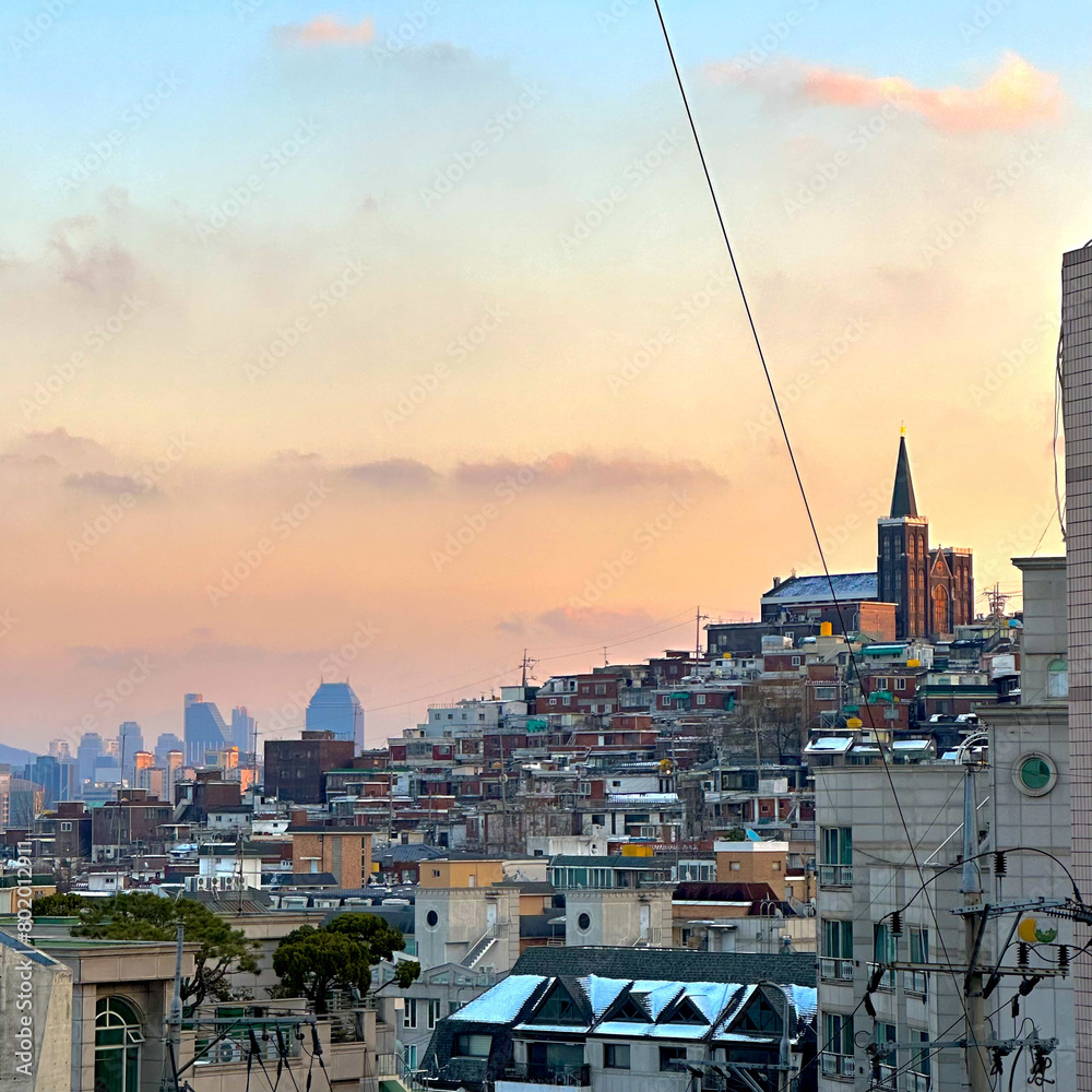 Obraz premium city skyline at sunset