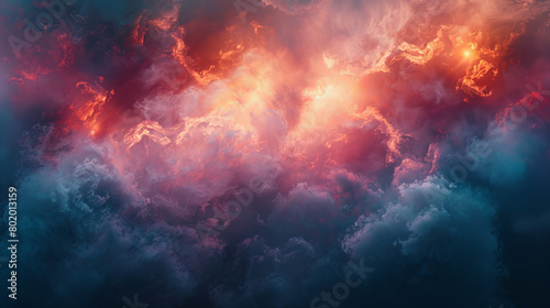 A colorful  swirling cloud of fire and smoke