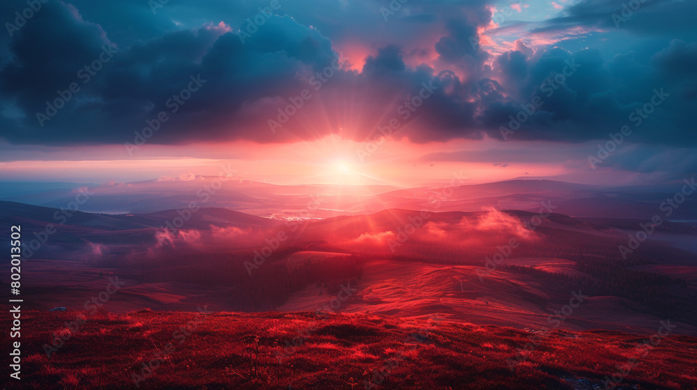 A beautiful sunset with a bright sun shining through the clouds A beautiful sunset with a bright sun shining through the clouds