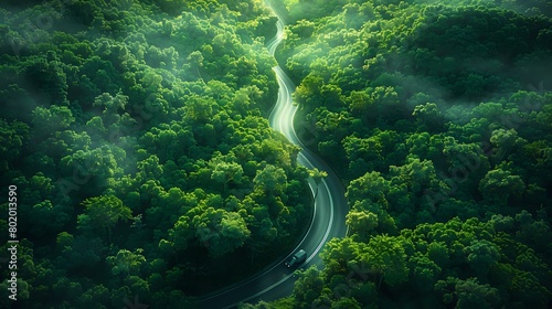 Aerial View of Peaceful Forest Drive