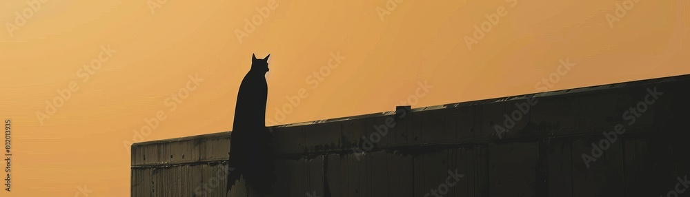 Obraz premium Craft an eerie composition of a silhouetted bat standing on a rooftop