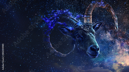 Astrology sign Capricorn against starry sky