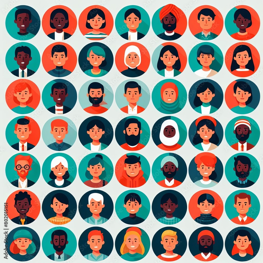 Mega set of circle persons, avatars, people heads different nationality in flat style. Vector. Illustration vector Generative Ai Mega set of circle persons, avatars, people heads different nationality in flat style. Vector. Illustration vector Generative Ai