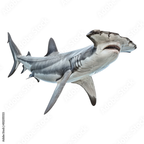 Photo of hammerhead shark isolated on transparent background