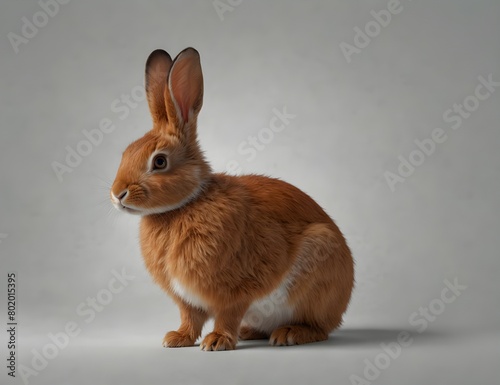 Young red rabbit isolated on white.Generative AI