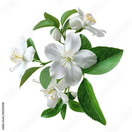 Photo of jasmine flower isolated in transparent background