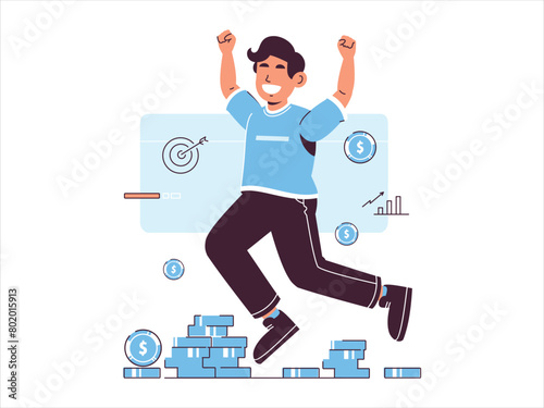 Man Celebrating Financial Freedom