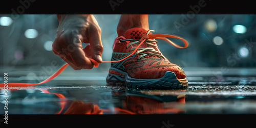 Tying sports shoes -AI generated image
 photo