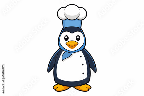 penguin-chef-with-a-chef-hat-and-apron vector illustration  © Jutish