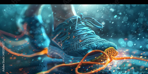 Tying sports shoes -AI generated image
 photo
