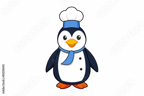 penguin-chef-with-a-chef-hat-and-apron vector illustration  © Jutish