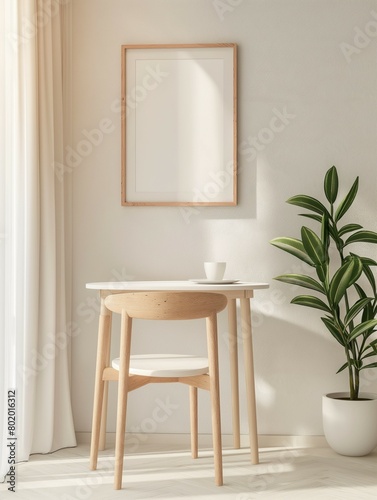 Frame mockup  simple and modern home interior design background  wall poster frame mockup  3d render