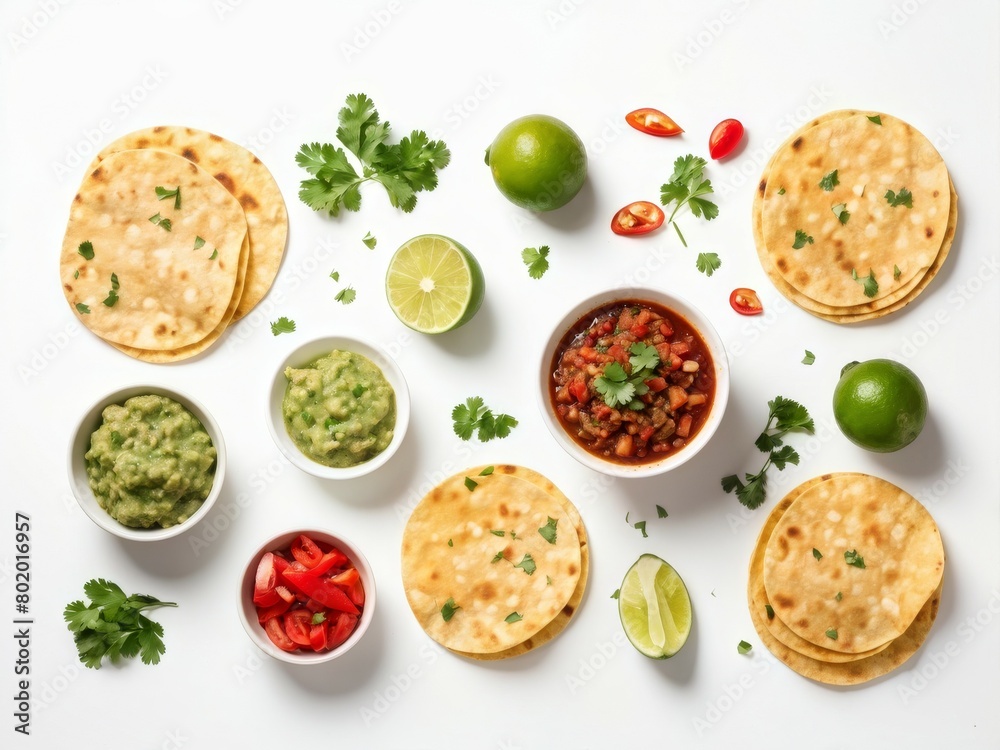 mexican food set on white background
