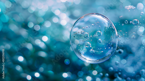 A clear bubble floating in the water