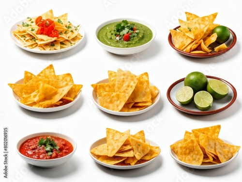 mexican food set on white background 
