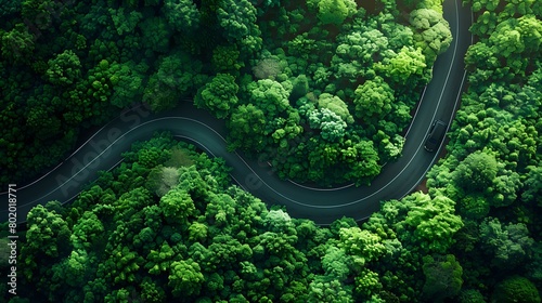 Aerial View of Serene Forest Road © Maquette Pro