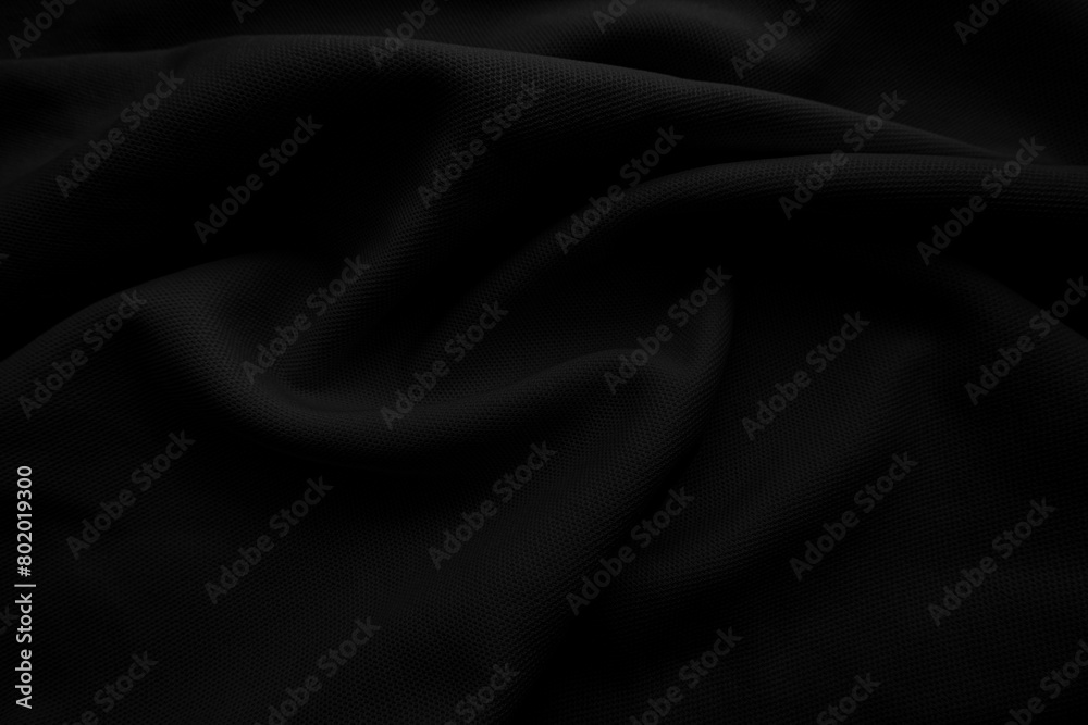 Fototapeta premium Black cloth blackground. Dark wavy fabtic.