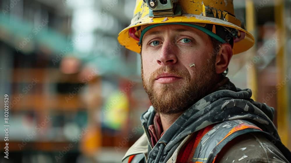 Determined worker on siteBuilder's Resolve: A Day in the Life of a Determined Construction Worker on Site.A construction worker or foreman at a construction site. Determined worker on siteBuilder's Resolve: A Day in the Life of a Determined Construction Worker on Site.A construction worker or foreman at a construction site.