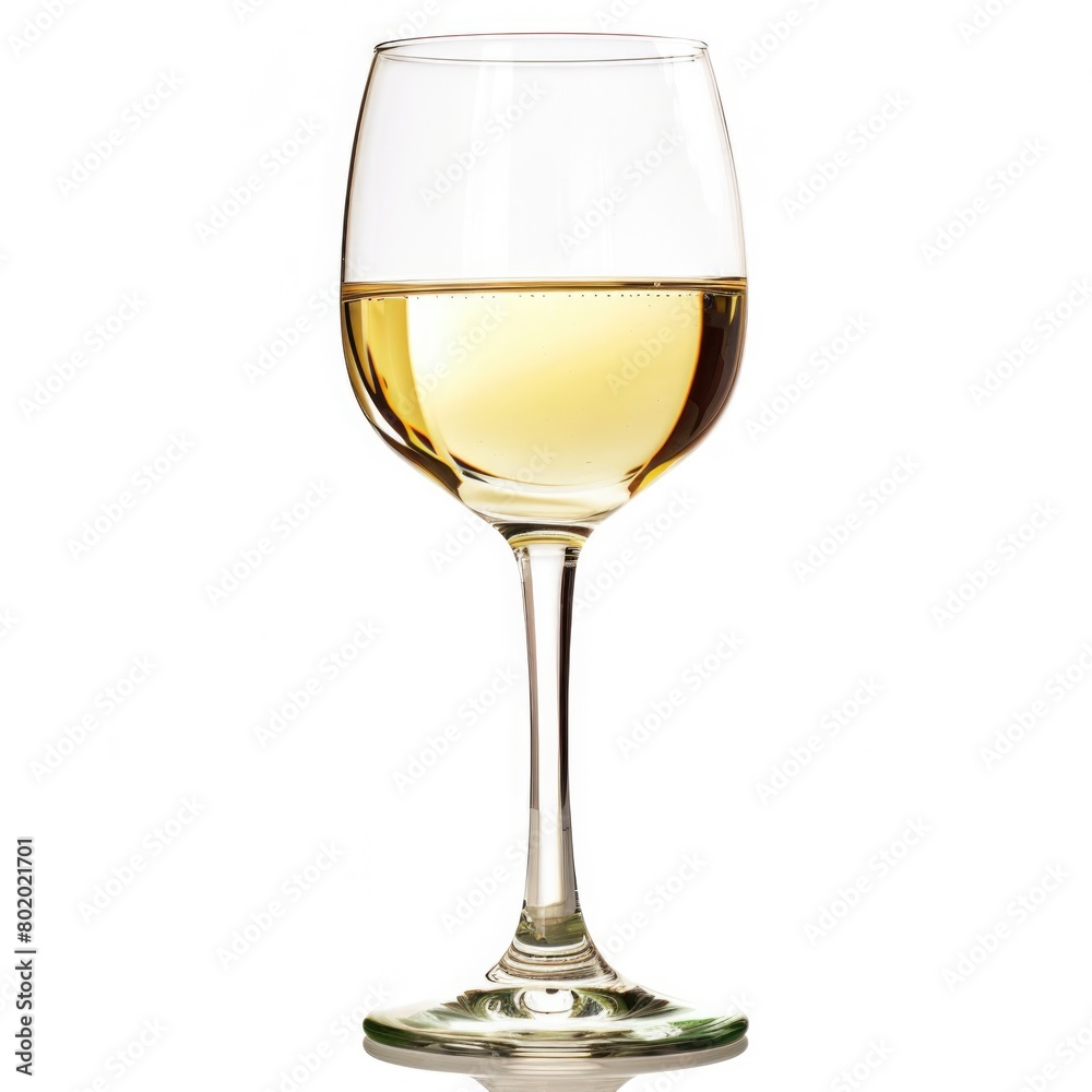 Wine Glass. Closeup of White Wine in Elegant Glass, Isolated against Natural Background