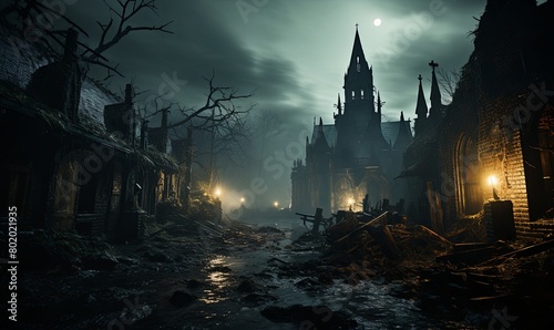 Dark Street With Castle in Background