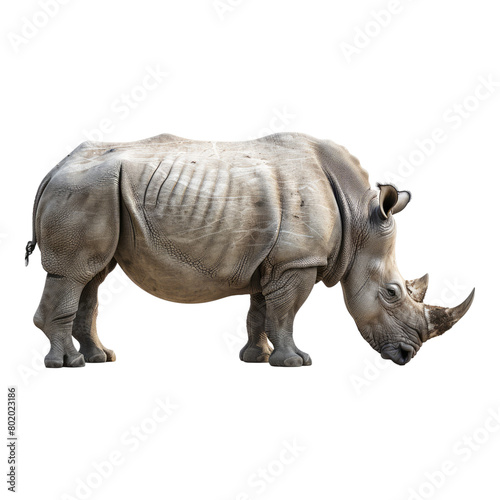 Photo of rhinoceros isolated on transparent background