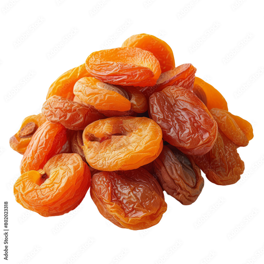 A handful of dried apricots isolated on transparent background With clipping path. cut out. 3d render A handful of dried apricots isolated on transparent background With clipping path. cut out. 3d render