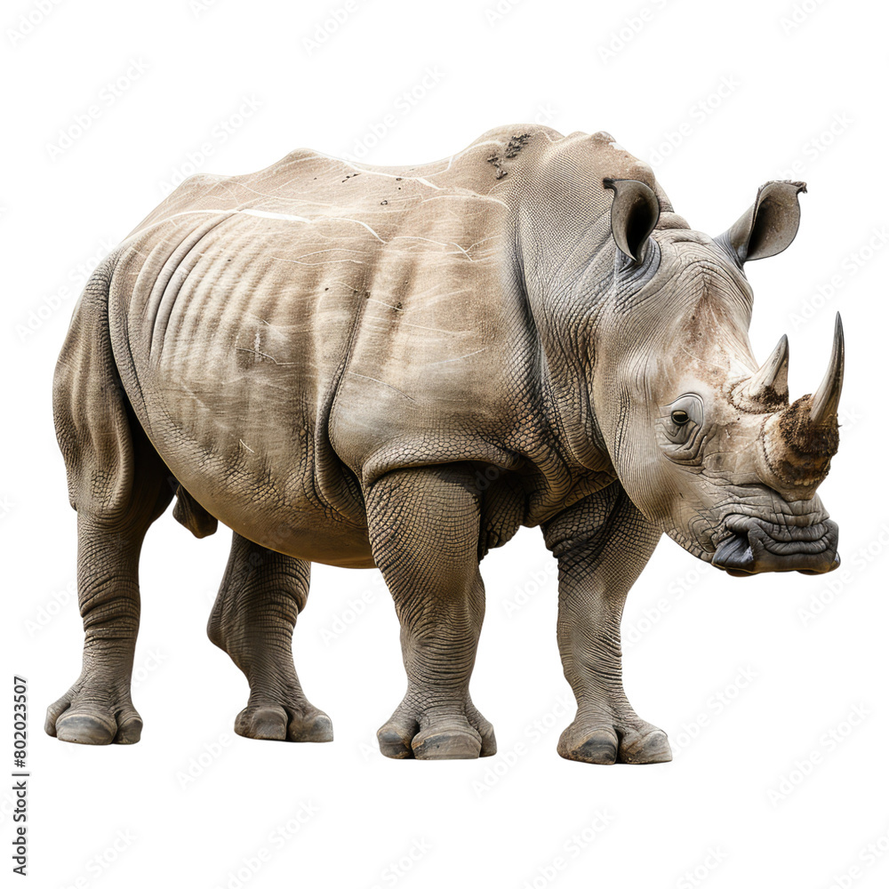 Obraz premium Photo of rhinoceros isolated on transparent background