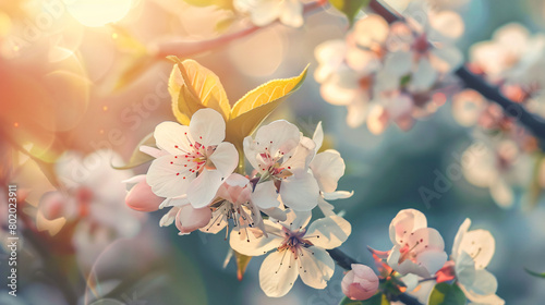 Beautiful blossoming tree branches outdoors on spring