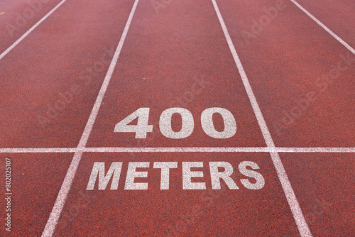 Athletic competitions starting line positions from one to six 400 metres. photo