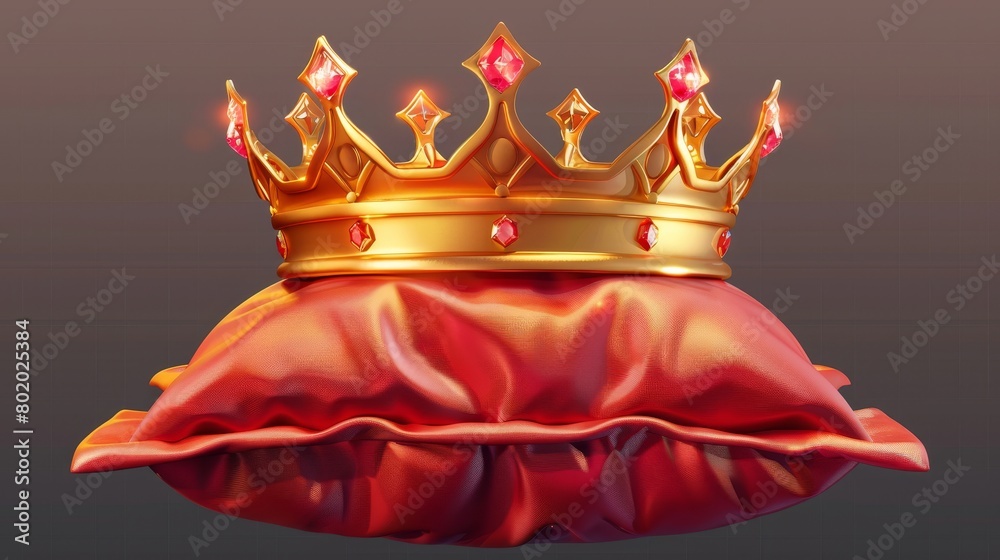 Modern realistic luxury golden crown with gems for kings and queens on ...