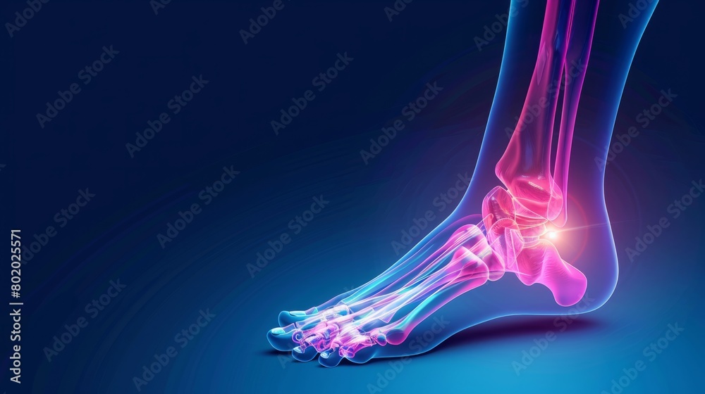 Joint diseases, hallux valgus, plantar fasciitis, heel spur, woman's leg hurts, pain in the foot, health problems concept hyper realistic 