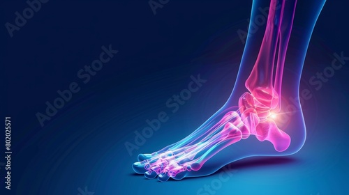 Joint diseases, hallux valgus, plantar fasciitis, heel spur, woman's leg hurts, pain in the foot, health problems concept hyper realistic  photo