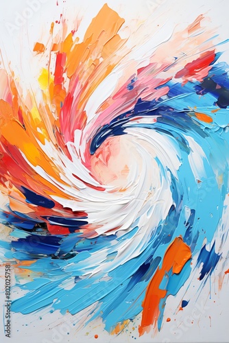 Dynamic splashes of bright acrylics on a pure white canvas, symbolizing freedom and creativity